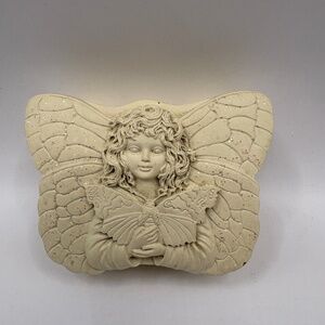 Angel Holding Butterfly Shaped Trinket Box Hard Plastic